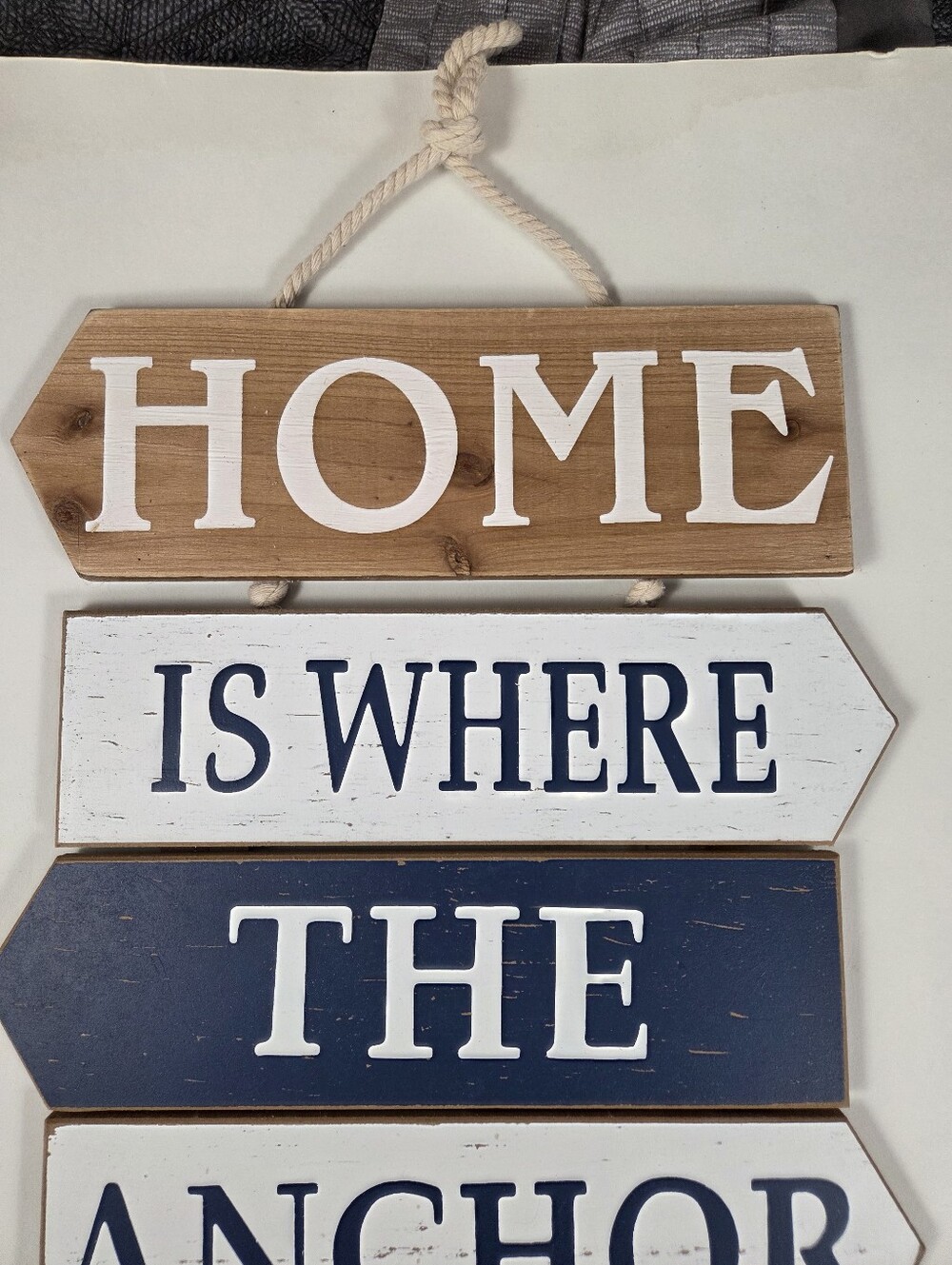 Nautical Wall Decor Blue & White -Hanging -Maritime Decor -Coastal Cottage Sign - Picture 2 of 7